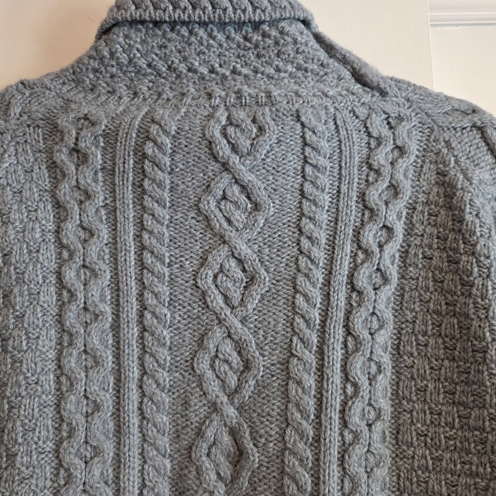 ARAN ISLES KNITWEAR Turtleneck Cowl Sweater Light Blue Small - Picture 7 of 9